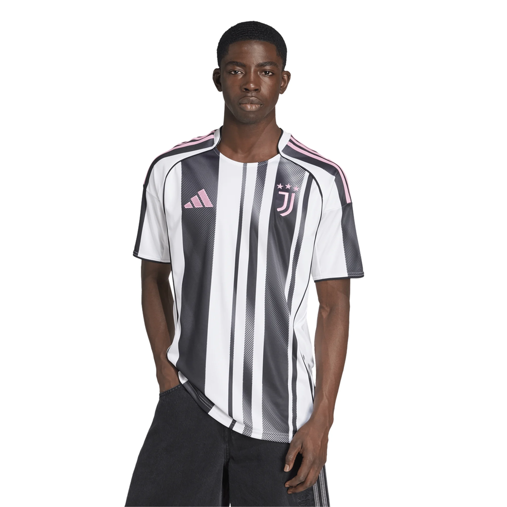 adidas Men's Juventus Adzic Home Jersey w/ Serie A Patch 25/26 (White/Black/Pink)