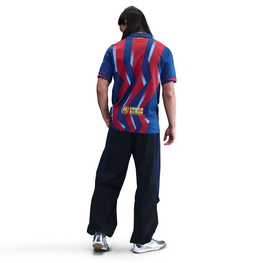 Nike Men's FC Barcelona Lamine Yamal 4th Jersey 25/26 w/ La Liga Patches (Blue/Red/Yellow)