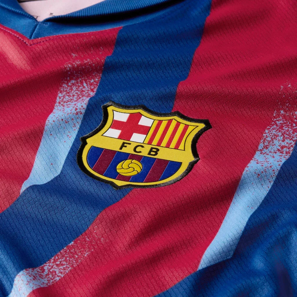 Nike Men's FC Barcelona Eric 4th Jersey 25/26 w/ La Liga Patches (Blue/Red/Yellow)