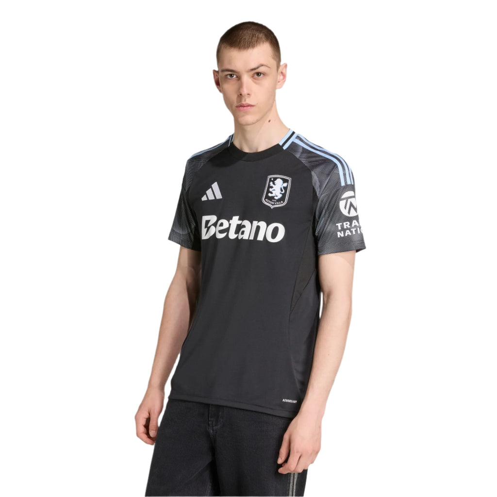 adidas Mcginn Men's Aston Villa 25/26 Away Jersey w/ EPL + NRFR Patches (Black/Global Blue)