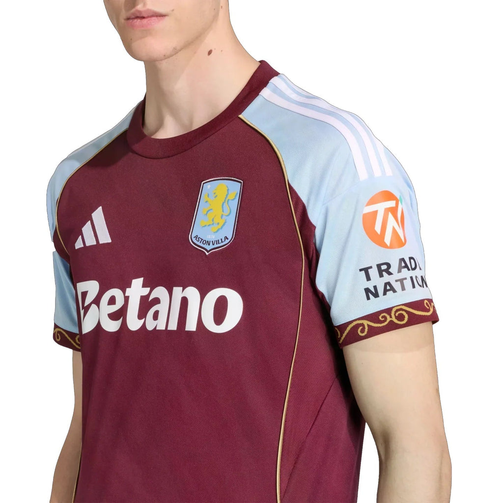 adidas Kamara Men's Aston Villa Home Jersey 25/26 w/ NRFR + EPL Patches (Maroon/Blue)