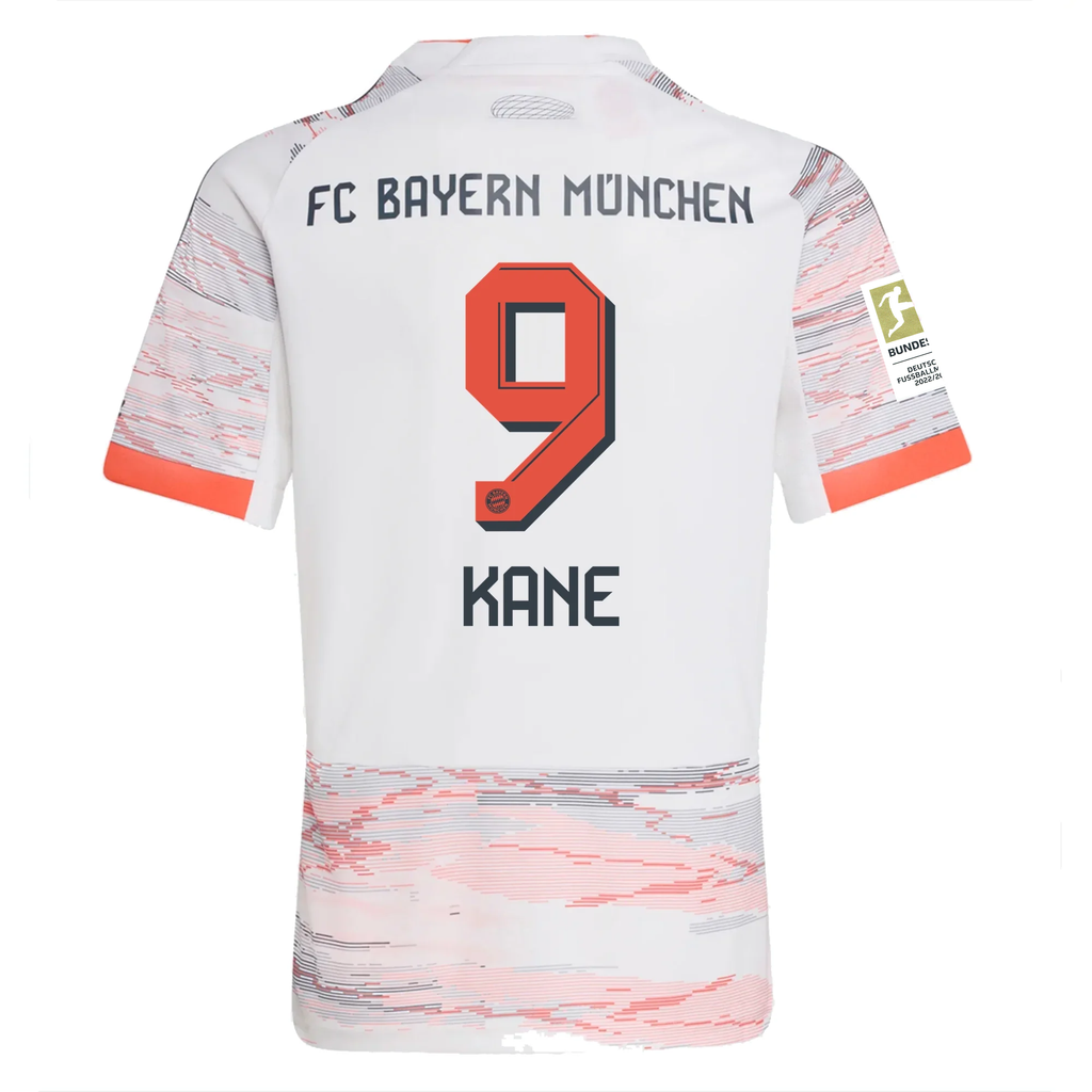 adidas Bayern Munich Harry Kane Away Jersey w/ Bundesliga Champion Patch 25/26 (White/Red)