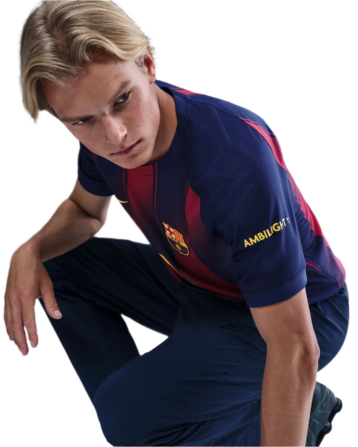 Nike Men's Lamine Yamal Barcelona Home Jersey 25/26 w/ Champions League Patches (Deep Royal Blue/Midwest Gold)