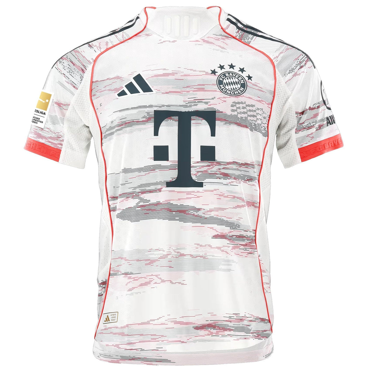 adidas Boey Authentic Away Jersey 25/26 w/ Sponsor + Meister Bundesliga Patch (White/Red)