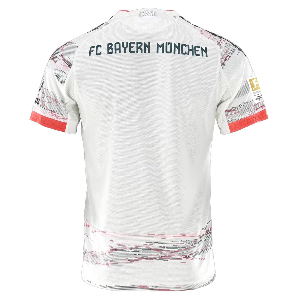 adidas J. Palhinha Authentic Away Jersey 25/26 w/ Sponsor + Meister Bundesliga Patch (White/Red)