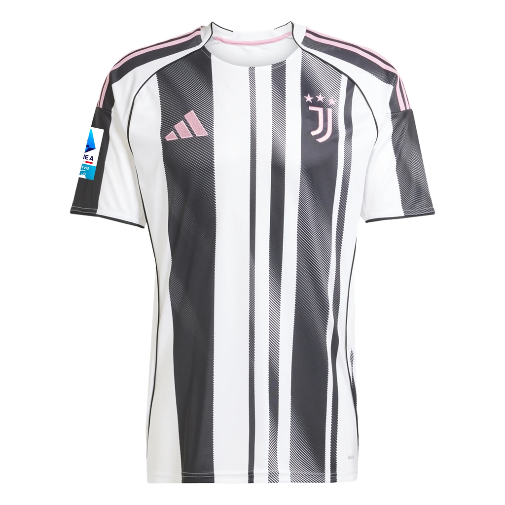adidas Men's Juventus J. David Home Jersey w/ Serie A Patch 25/26 (White/Black/Pink)