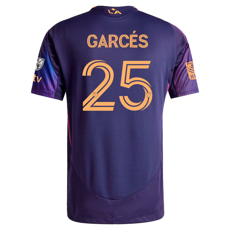 adidas Carlos GarcÃ©s LA Galaxy Authentic Away Jersey w/ MLS + Apple TV + RBC Sponsor 25/26 (Purple)