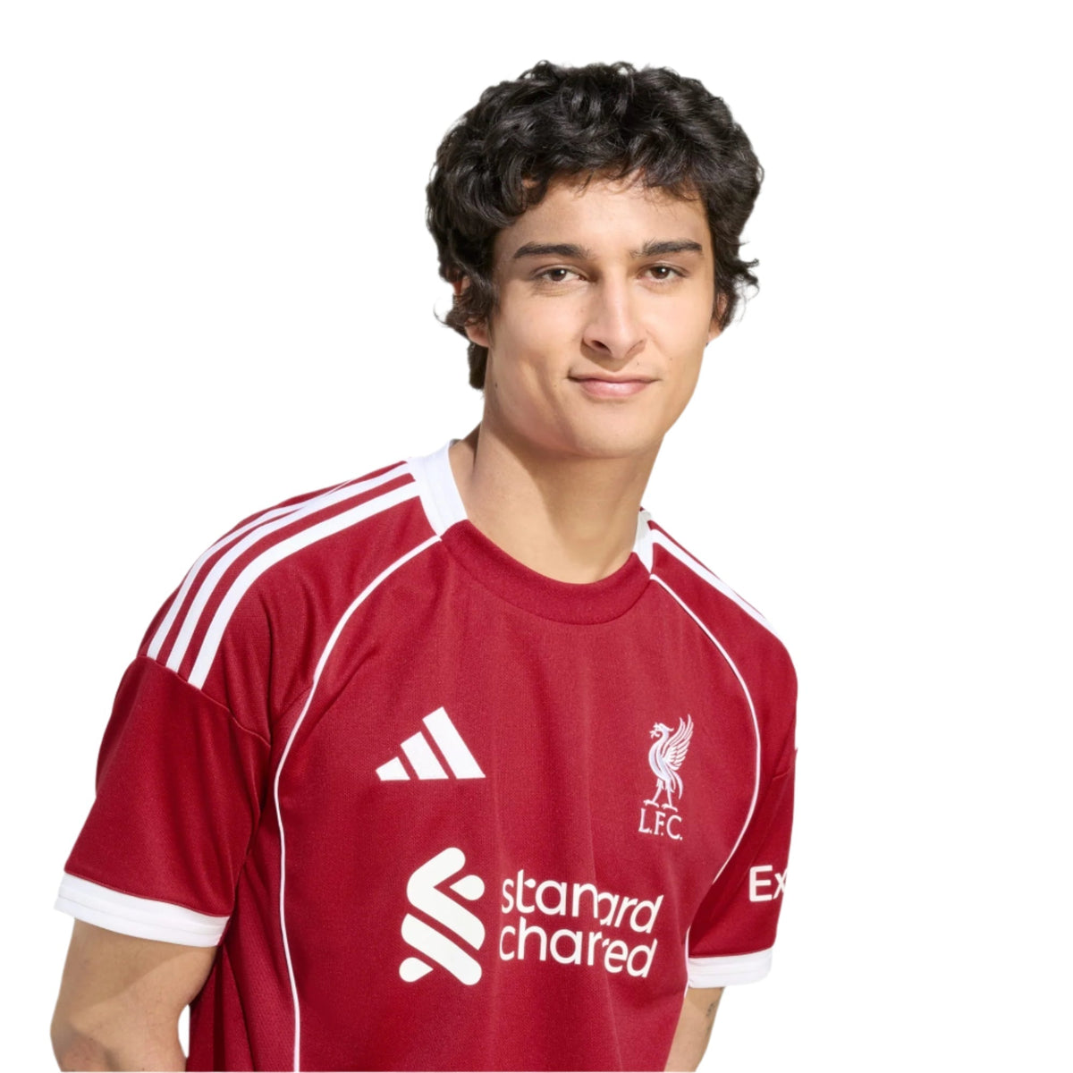 adidas Szoboszlai Men's Liverpool Home Jersey 25/26 w/ NRFR + EPL Champions Patch (Strawberry Red)