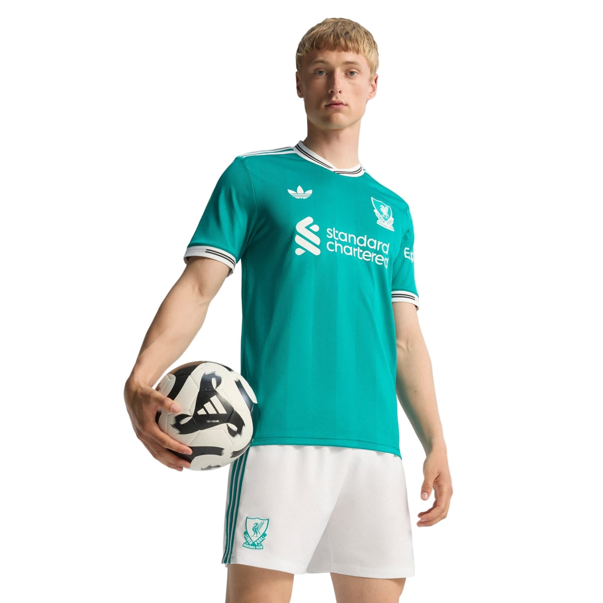 adidas Liverpool FC Authentic Virgil van Dijk Third Jersey w/ EPL + No Room For Racism Patches 25/26 (Sea Green)