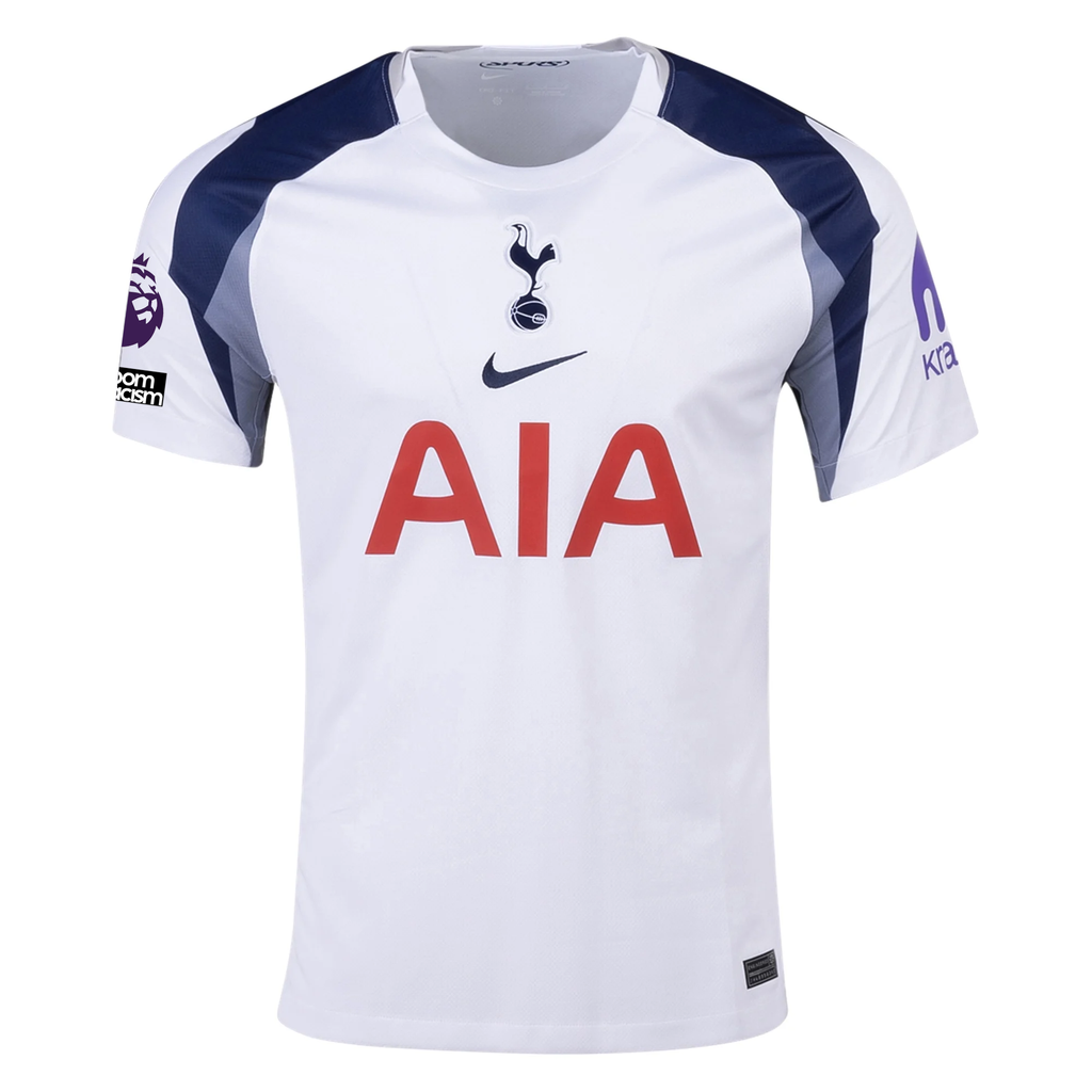 Nike Tel Tottenham Hotspurs Home Jersey w/ EPL + No Room For Racism Patch 25/26 (White/Iron/Binary Blue)