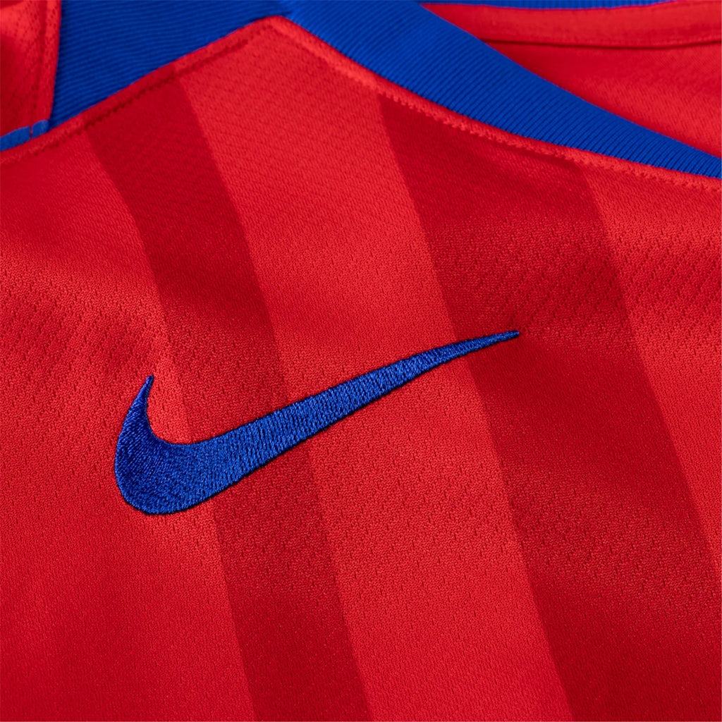 Nike Men's Paris Saint-Germain DÃ©sirÃ© DouÃ© T90 Third Jersey w/ Champions League Patches 25/26 (Sport Red/Hyper Royal)