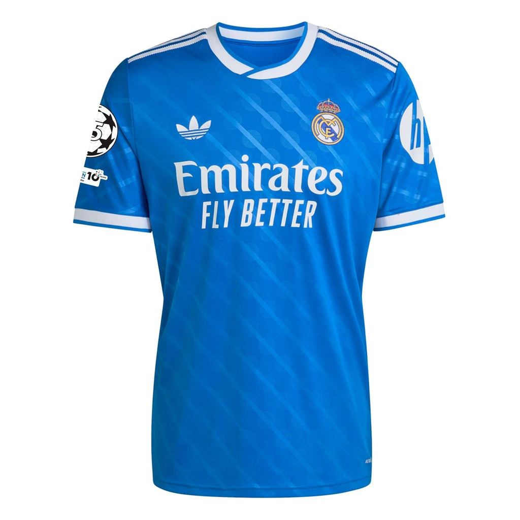 adidas E. Militao Men's Real Madrid Third Jersey 25/26 w/ Champions League Patches (Blue/White)