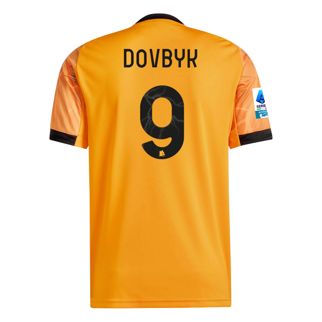 adidas Roma Artem Dovbyk Away Jersey w/ Serie A Patch 25/26 (Orange/Black)