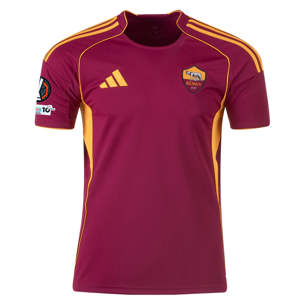 adidas Men's Roma Konstantinos Tsimikas Home Jersey w/ Europa League Patches 25/26 (Burgundy)