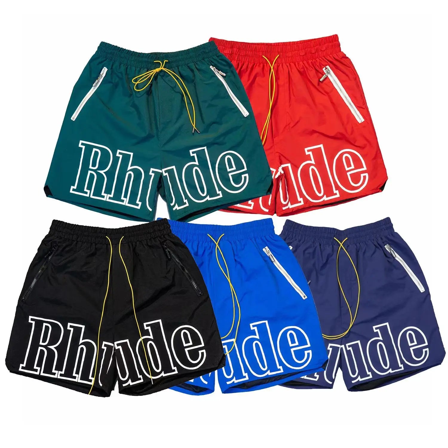 High street fashion RHUDE letter printed hip-hop casual pants beach pants men's five quarter shorts