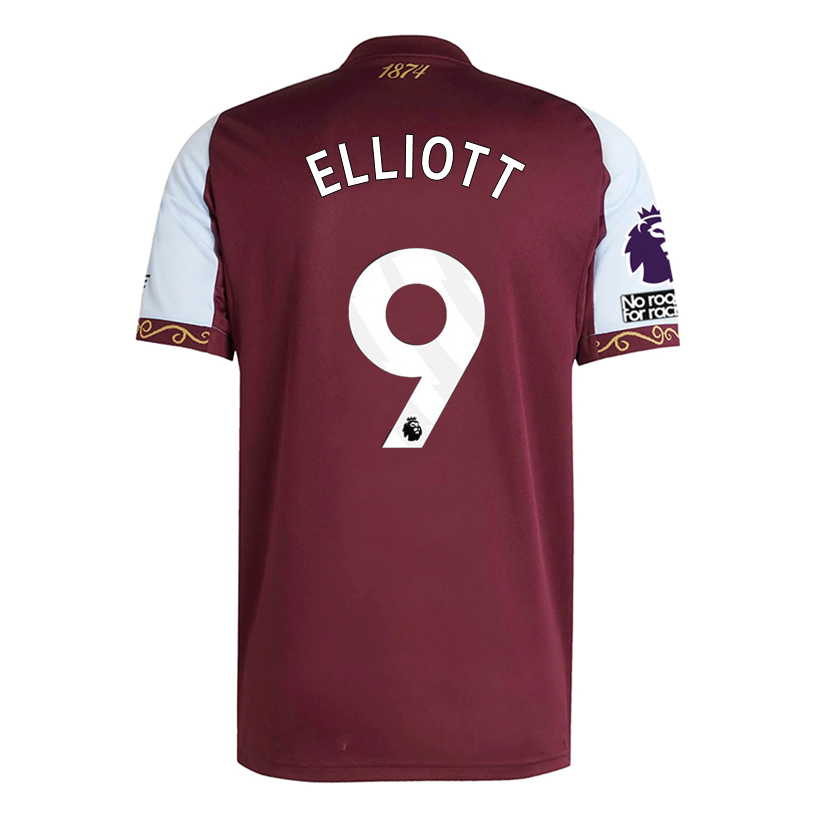 adidas Elliott Men's Aston Villa Home Jersey 25/26 w/ NRFR + EPL Patches (Maroon/Blue)
