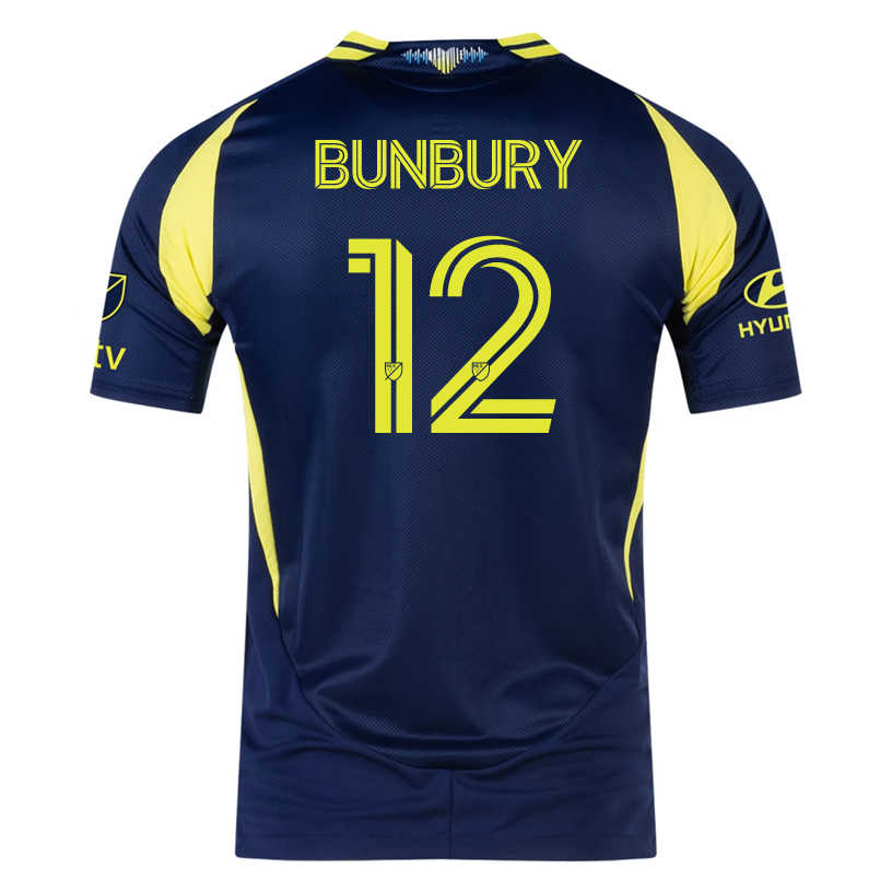 adidas Nashville Authentic Teal Bunbury Away Jersey w/ MLS + Apple TV 25/26 (Tena Blue)