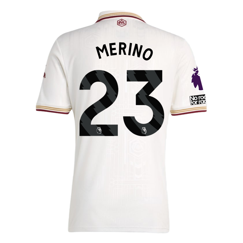 adidas Merino Men's Arsenal FC Third Jersey 25/26 w/ NRFR + EPL Patches (White/Burgundy)