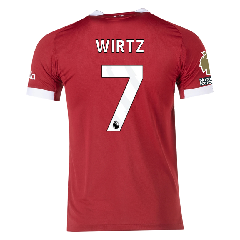 adidas Men's Liverpool FC Authentic Wirtz Home Jersey 25/26 w/ EPL + NRFR Patches (Strawberry Red)