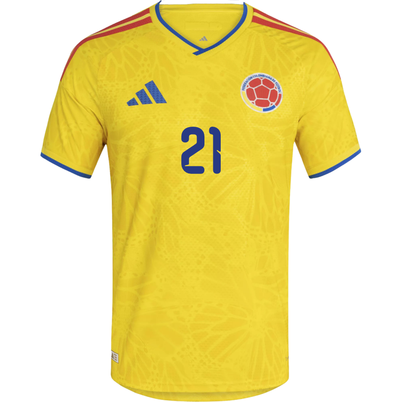 adidas Men's Munoz Colombia 2026 Authentic Home Jersey (Impact Yellow)