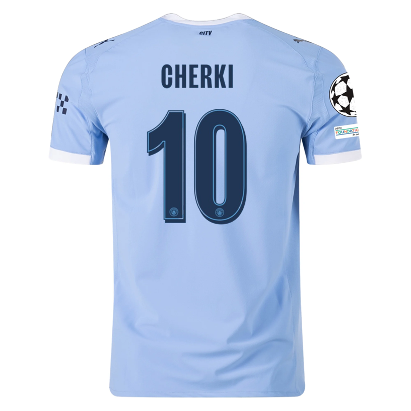 Puma Manchester City Authentic Cherki Home Jersey w/ Champions League Patches 25/26 (Team Light Blue/White)