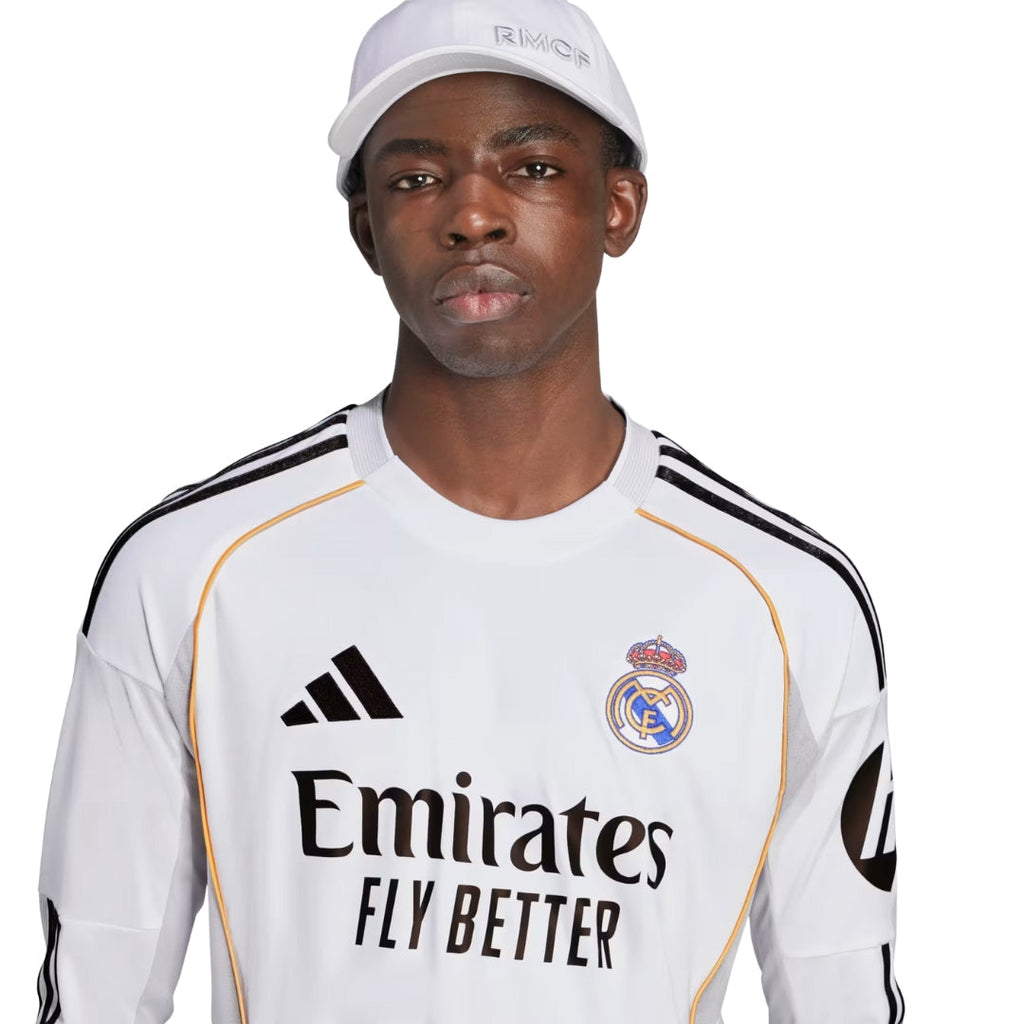 adidas Real Madrid Trent Long Sleeve Home Jersey w/ Champions League Patches 25/26 (White)