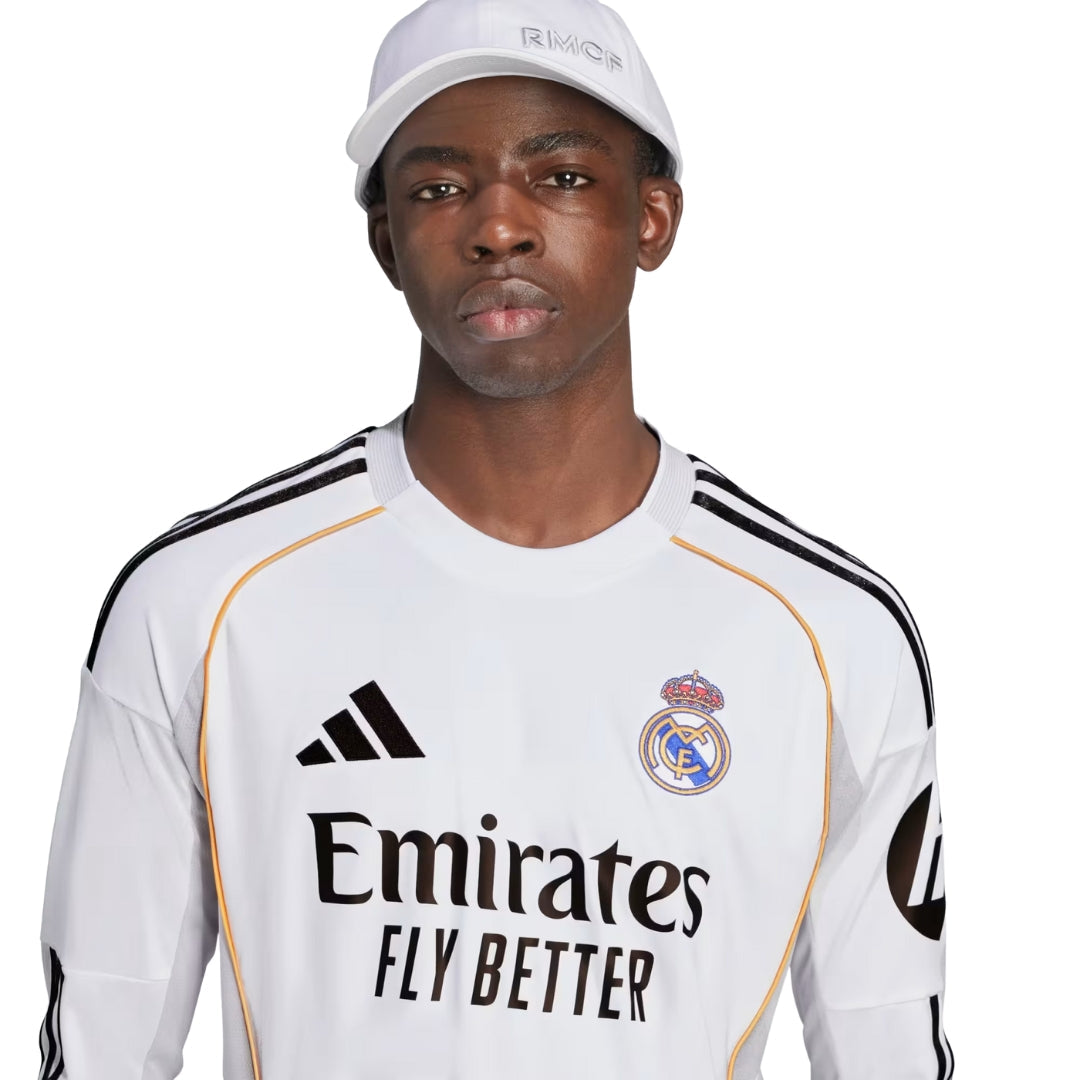 adidas Real Madrid Endrick Long Sleeve Home Jersey w/ Intercontinental + Champions League Patches 25/26 (White)