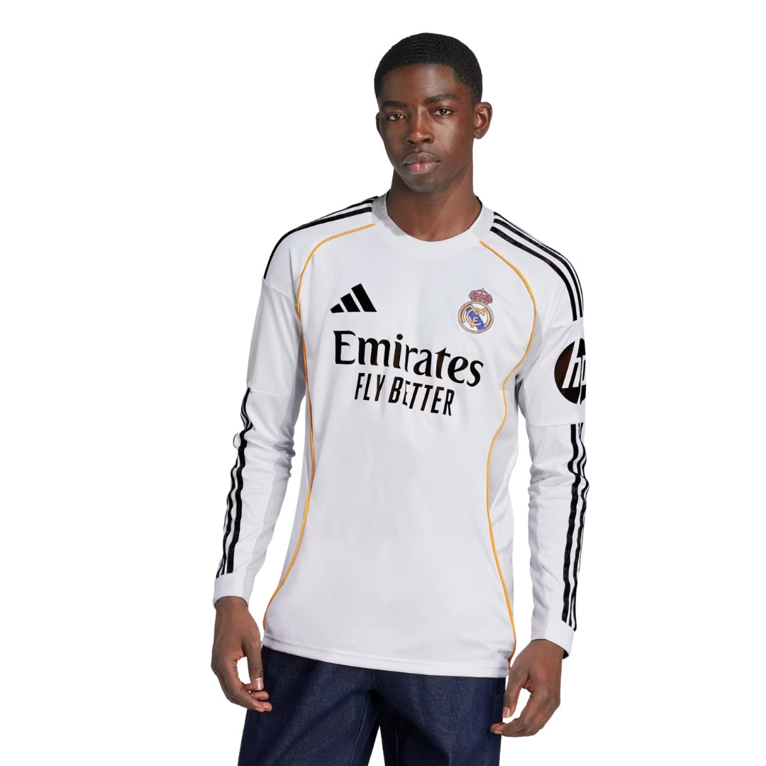 adidas Real Madrid D. Ceballos Long Sleeve Home Jersey w/ Intercontinental + Champions League Patches 25/26 (White)