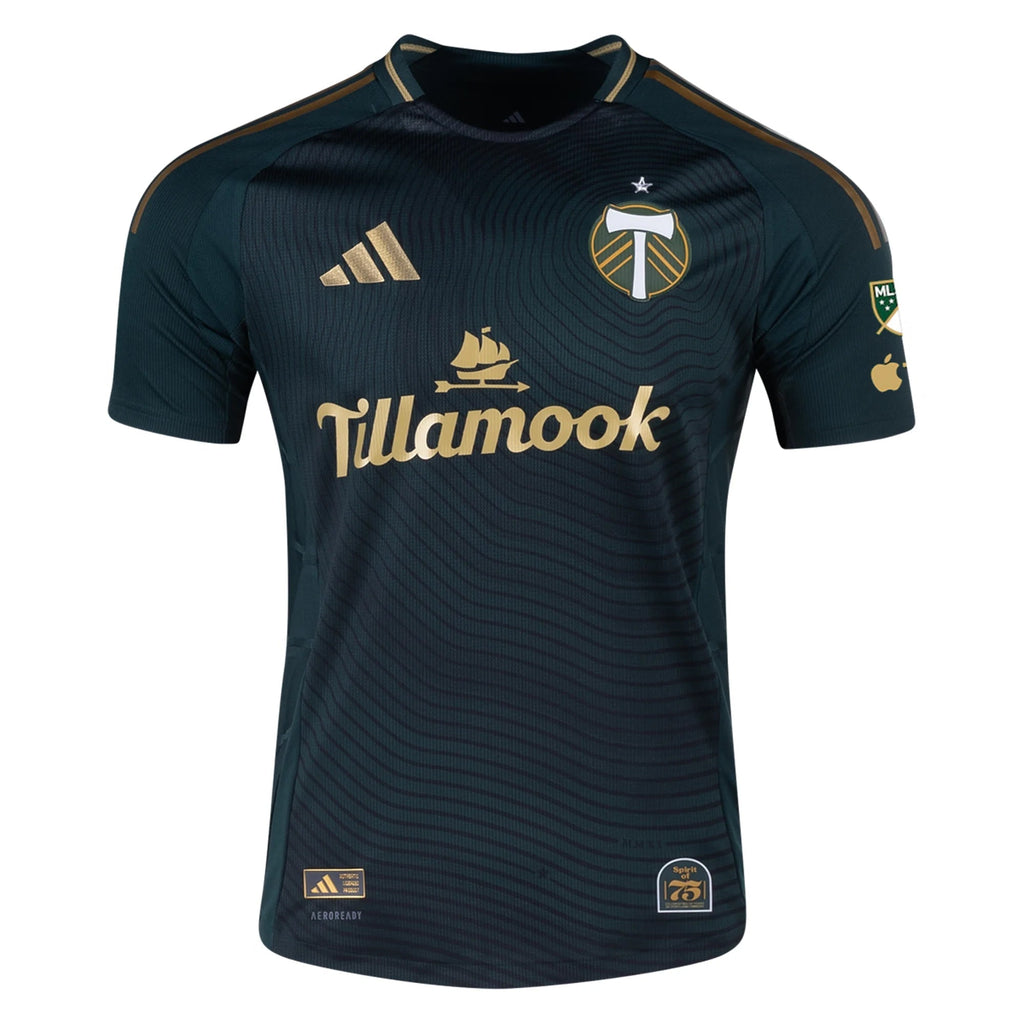 adidas Juan Mosquera Portland Timbers Authentic Home Jersey w/ MLS & Apple Patch 25/26 (Green/Gold)
