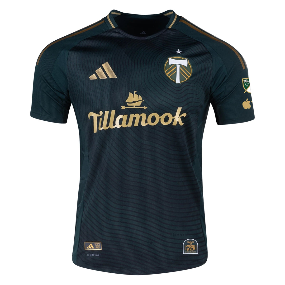 adidas Zac McGraw Portland Timbers Authentic Home Jersey w/ MLS & Apple Patch 25/26 (Green/Gold)