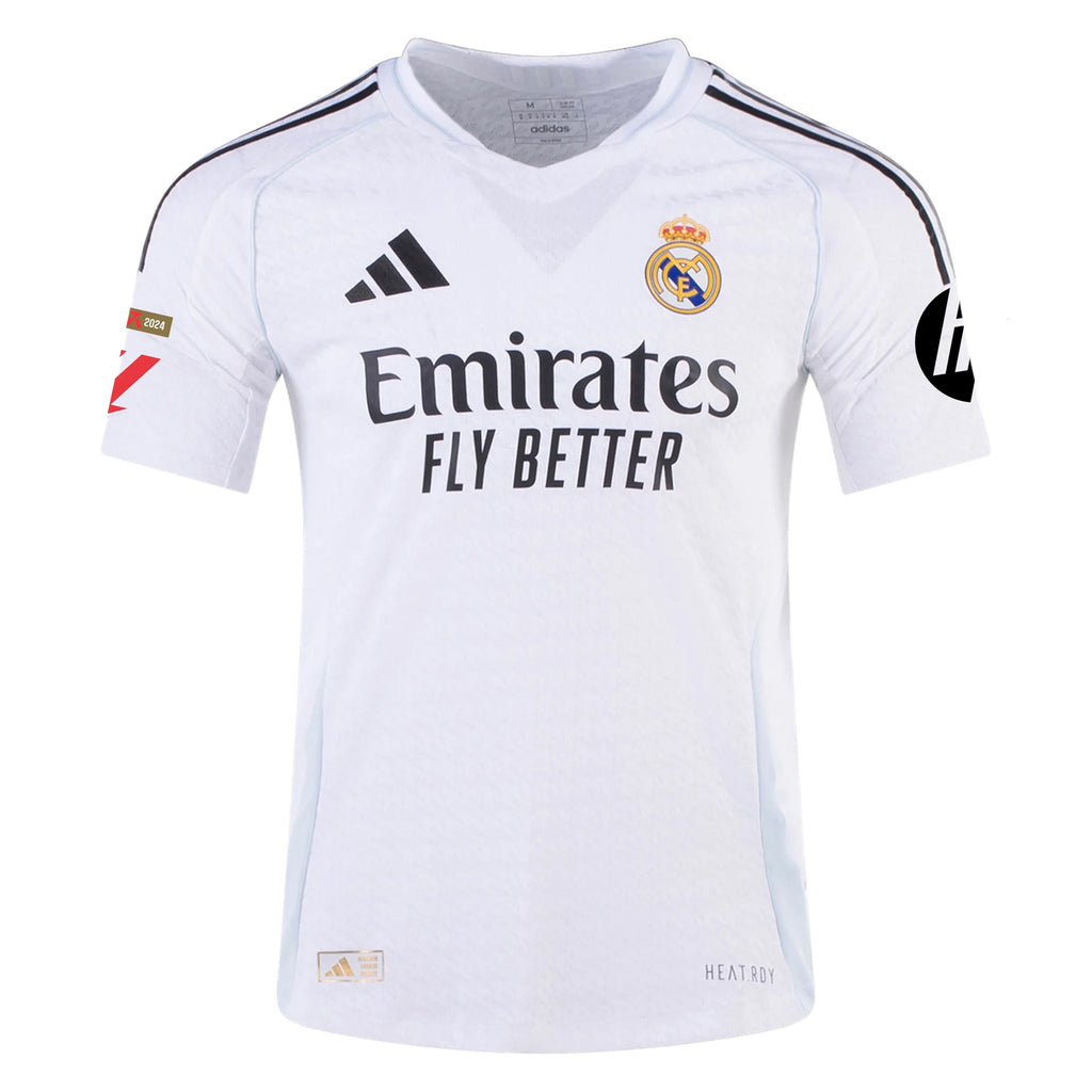 adidas MbappÃ© Real Madrid Authentic Home Jersey w/ La Liga Patches 24/25 (White/Black)