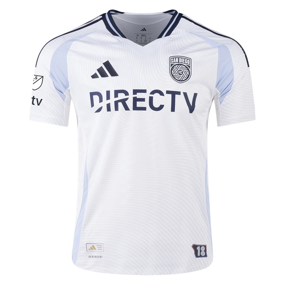 adidas San Diego FC Authentic Jeppe Tverskov Away Jersey 25/26 w/ MLS & Apple Patch (White)