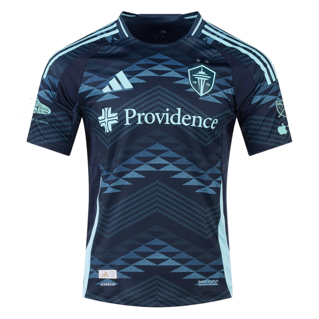 adidas C. Roldan Seattle Sounders Authentic Away Jersey 25/26 w/ MLS Patches & Sponsor (Aura Ink)