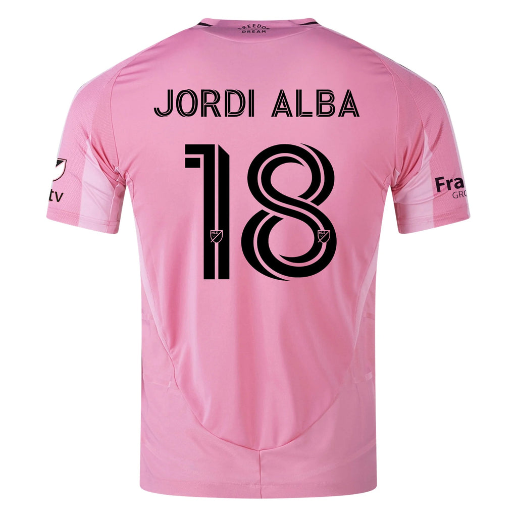adidas Jordi Alba Inter Miami CF Authentic Home Jersey 25/26 w/ MLS Patches + Sponsor (Easy Pink)