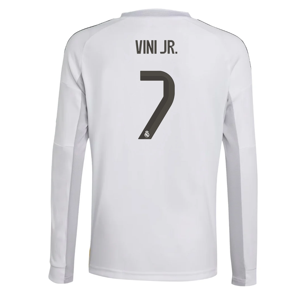 adidas Youth Real Madrid Vini Jr. Long Sleeve Home Jersey 25/26 (White)
