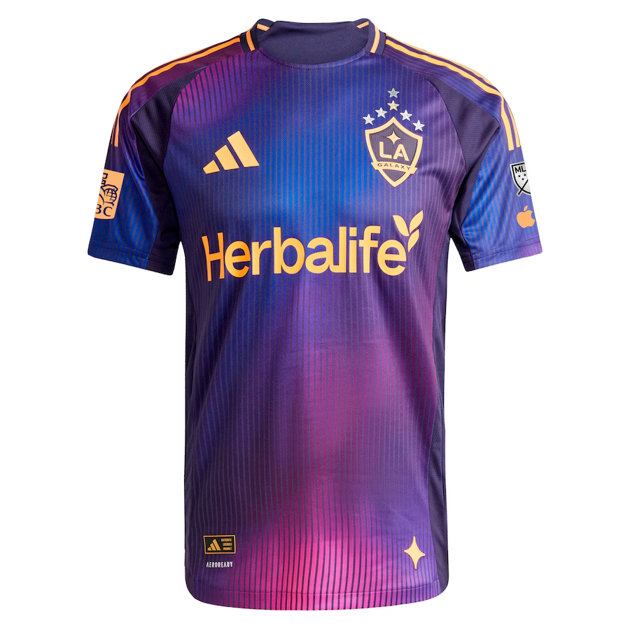 adidas Carlos GarcÃ©s LA Galaxy Authentic Away Jersey w/ MLS + Apple TV + RBC Sponsor 25/26 (Purple)