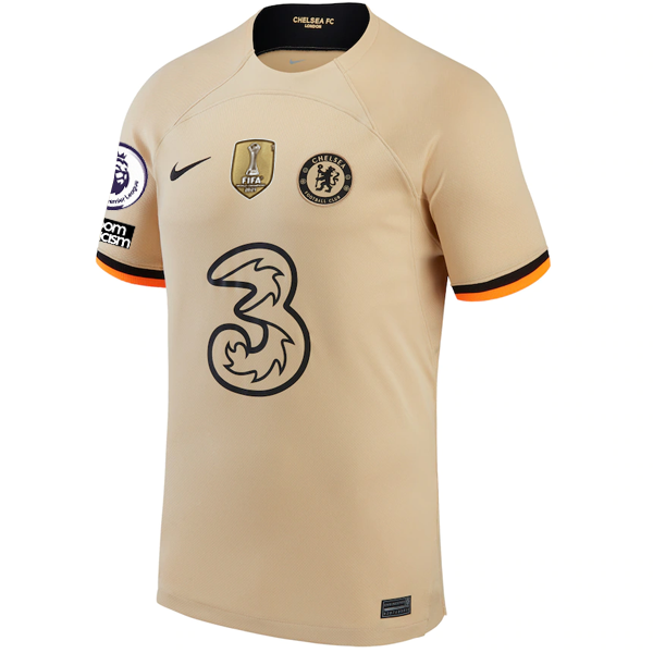 Nike Chelsea Connor Gallagher Third Jersey w/ EPL + No Room For Racism + Club World Cup Patches 22/23 (Sesame/Black)