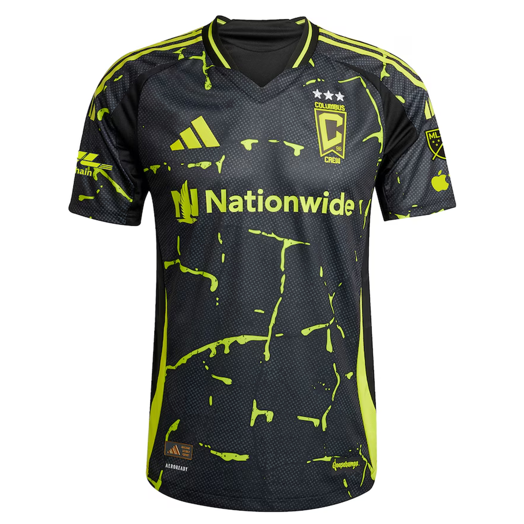adidas Lassi Lappalainen Columbus Crew Authentic Away Jersey w/ MLS Patches 25/26 (Black/Yellow)