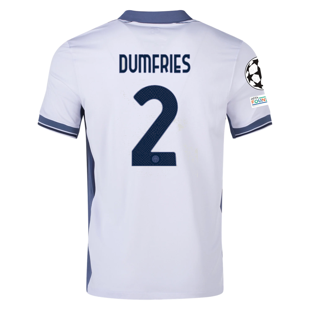 Nike Inter Milan Denzel Dumfries Away Jersey w/ Champions League + Scudetto Patch 24/25 (Summit White/Iris Whisper)