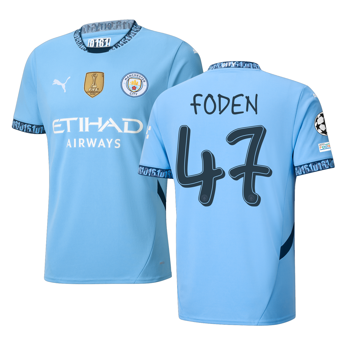 Puma Manchester Phil Foden Home Jersey w/ Champions League + Club World Cup Patch 24/25 (Team Light Blue/Marine Blue)
